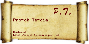 Prorok Tercia névjegykártya